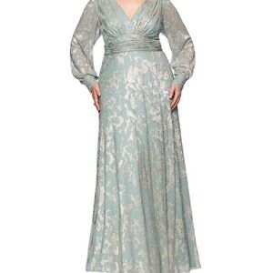 Mother of Bride/Groom Dress. Sage Green and Gold.  Plus size 16W.